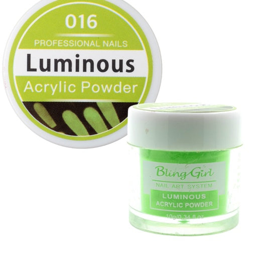 Bling Girl Luminous Acrylic Powder - 10g Assorted Colours