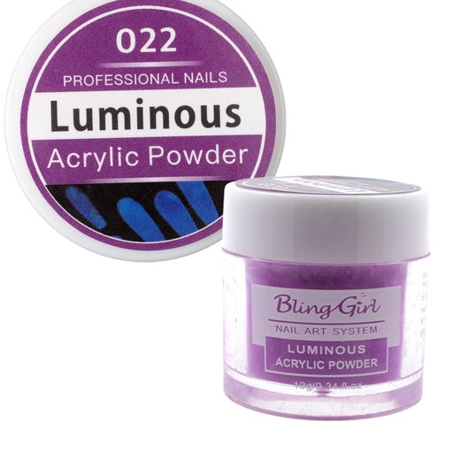 Bling Girl Luminous Acrylic Powder - 10g Assorted Colours