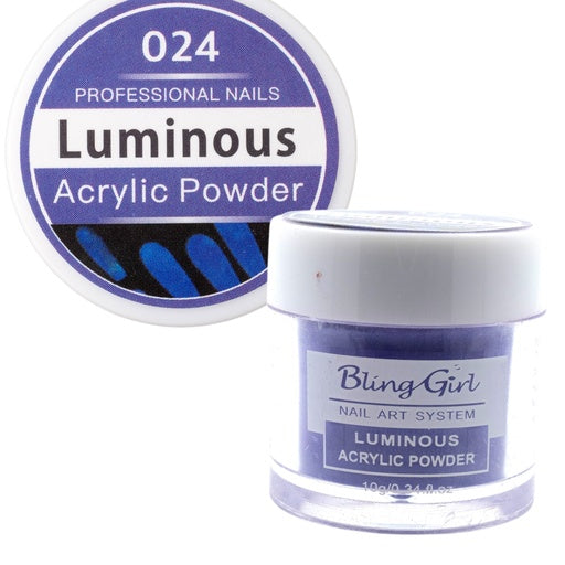 Bling Girl Luminous Acrylic Powder - 10g Assorted Colours