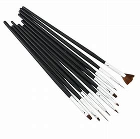 Professional Black Nail Acrylic Brush Set 10Pce