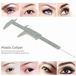 Plastic Caliper Eyebrow Measuring Ruler - Double Scale Sliding Gauge - 1 Pcs